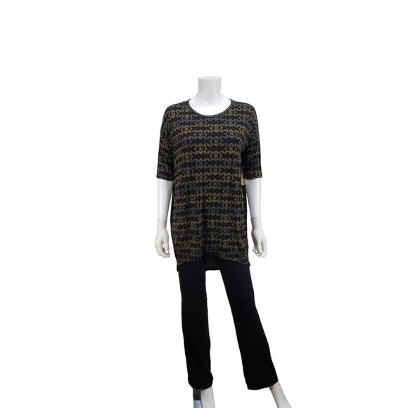 LuLaRoe Irma Women's Black Aztec print High-Lo Scoop neck Top, XX-Small, New - Picture 1 of 7